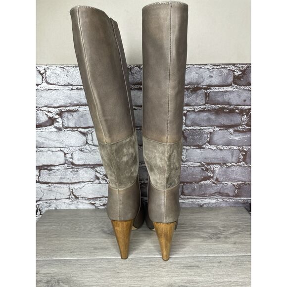 Loeffler Randall Grey Leather Suede Tall Riding Heel Boots Women Sz 8.5B US/39EU - Picture 6 of 16
